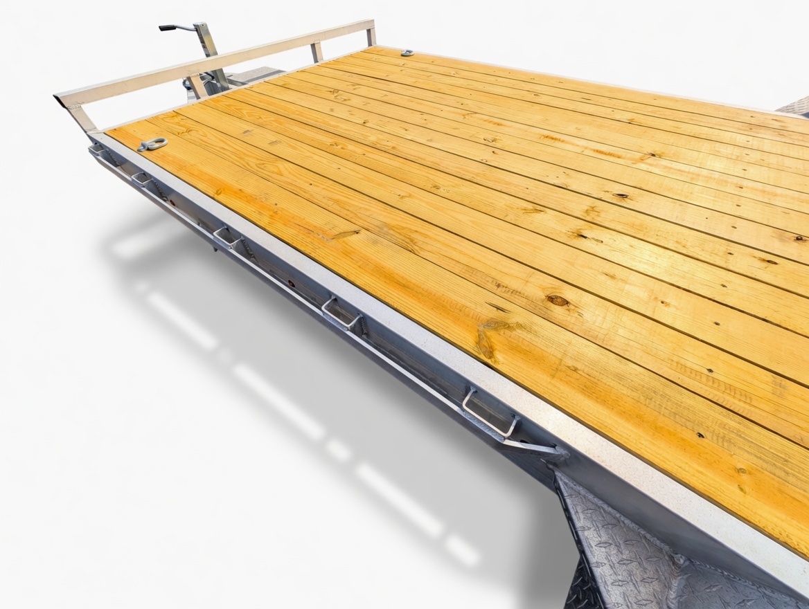 Silver Ox Boss 7K car hauler 2x6 wood deck and welded tie-down hoops