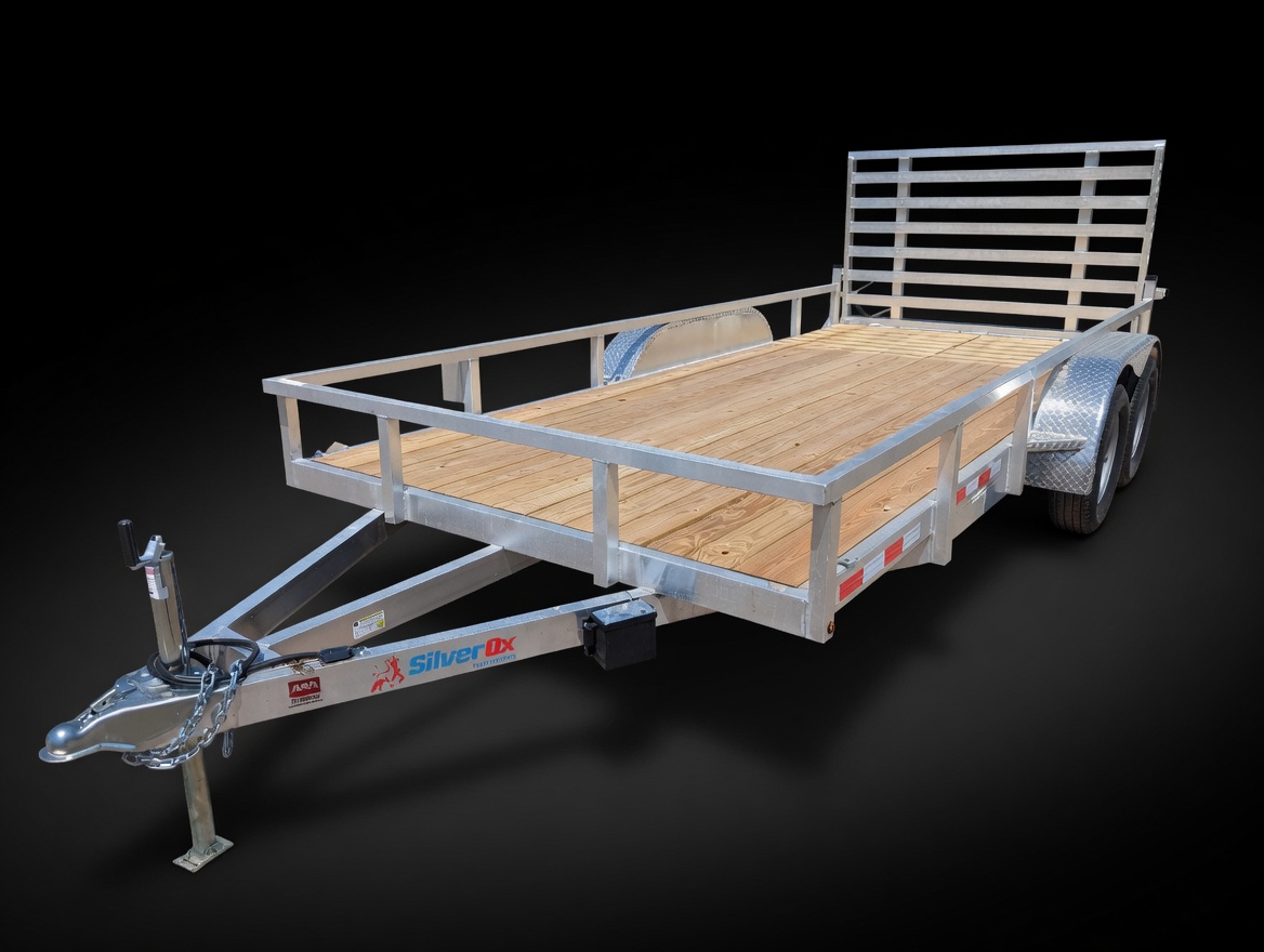 Silver Ox HD Utility tandem-axle all-aluminum trailer — studio view
