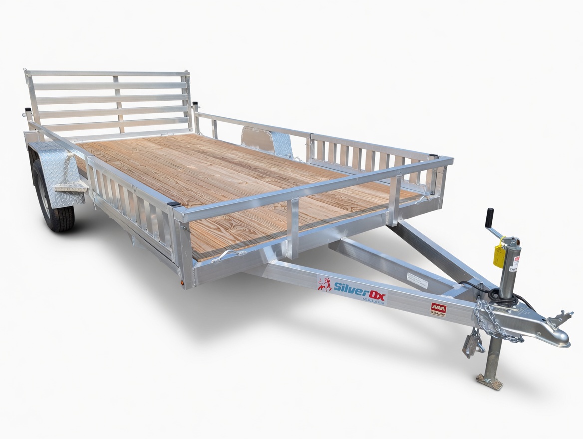 Silver Ox tandem-axle all-aluminum utility trailer — studio view