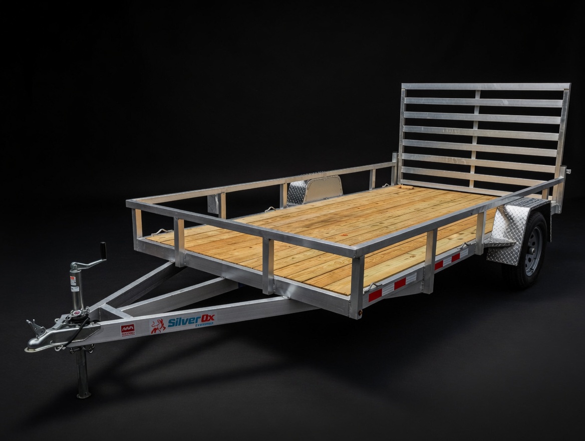 Silver Ox utility tandem-axle all-aluminum trailer — studio view