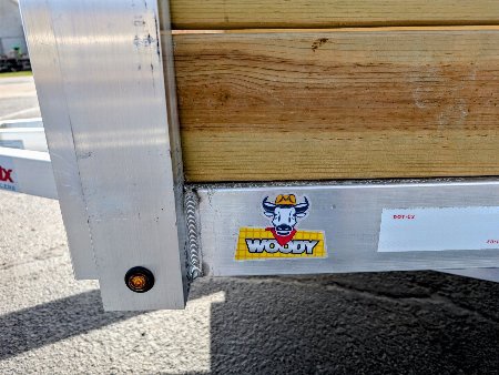 Silver Ox Woody trailer model badge — Michigan-built